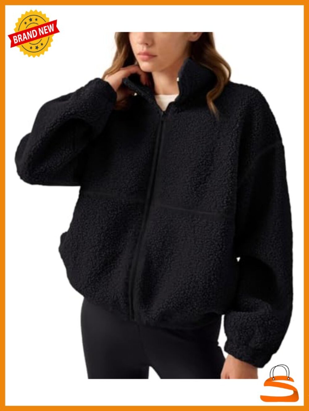 Womens Sherpa Fleece Jacket Zip Up Sweatshirt Winter Warm